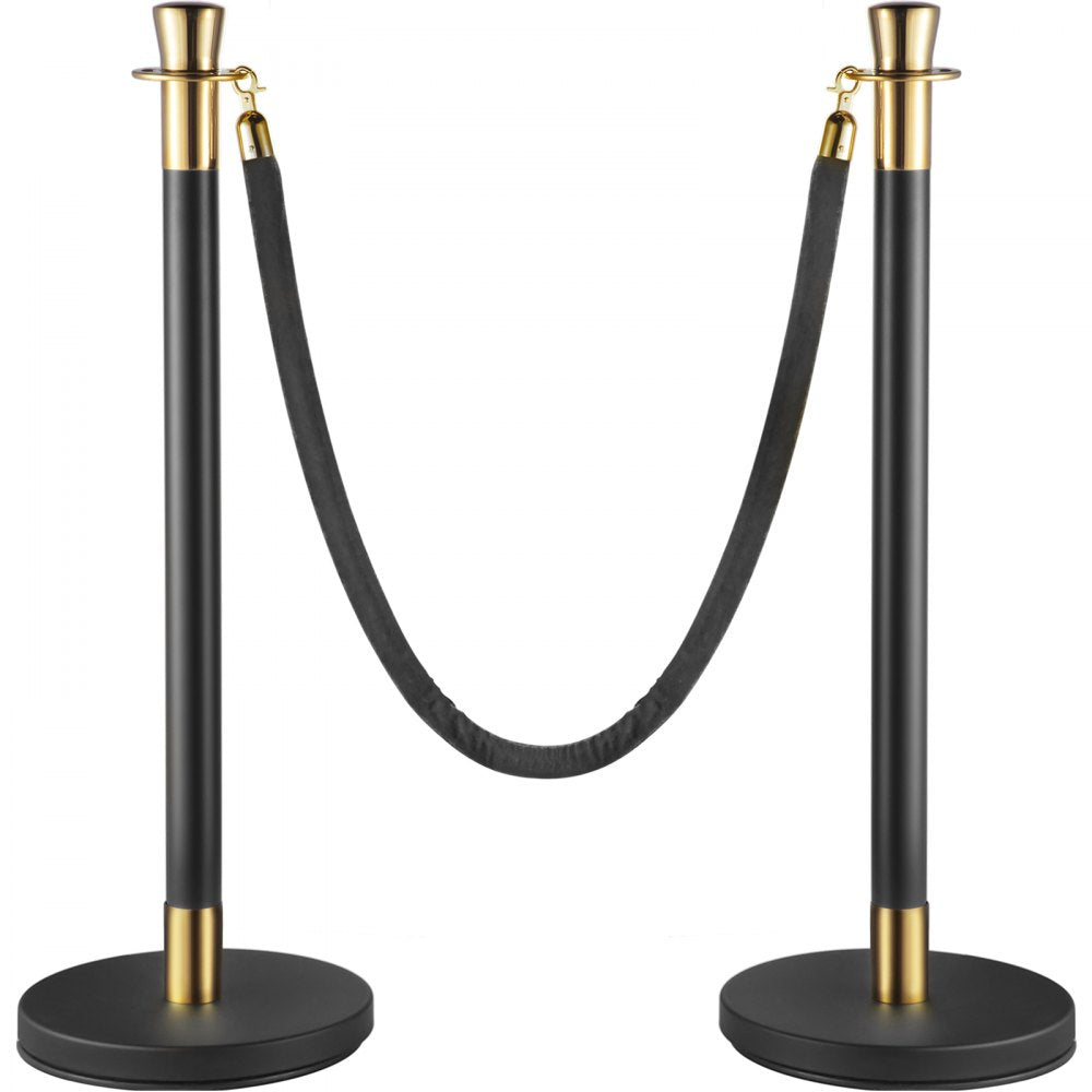 VV-SS-BLBLR6HGT - 6-Piece Stainless Steel Stanchion Set with 5ft Velvet Rope