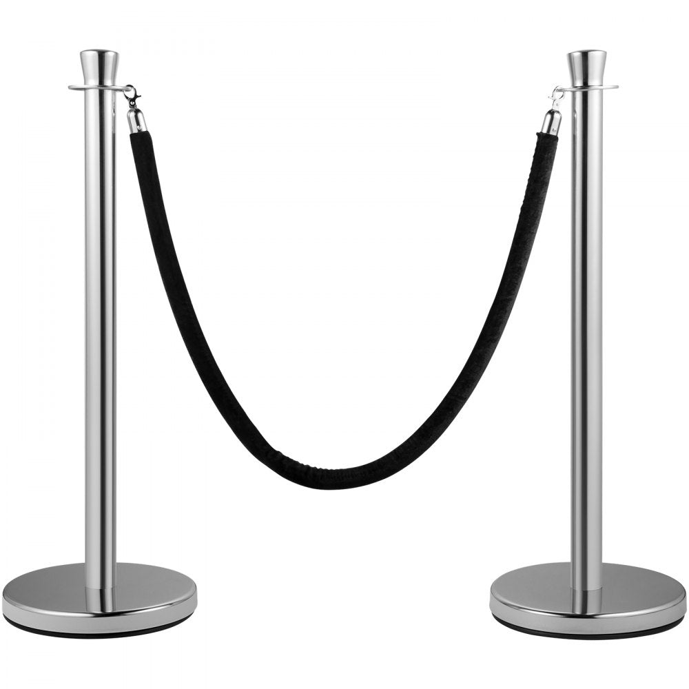 VV-SS-SBLR2HGT - 2-Piece Stainless Steel Stanchion Set with 5ft Velvet Rope