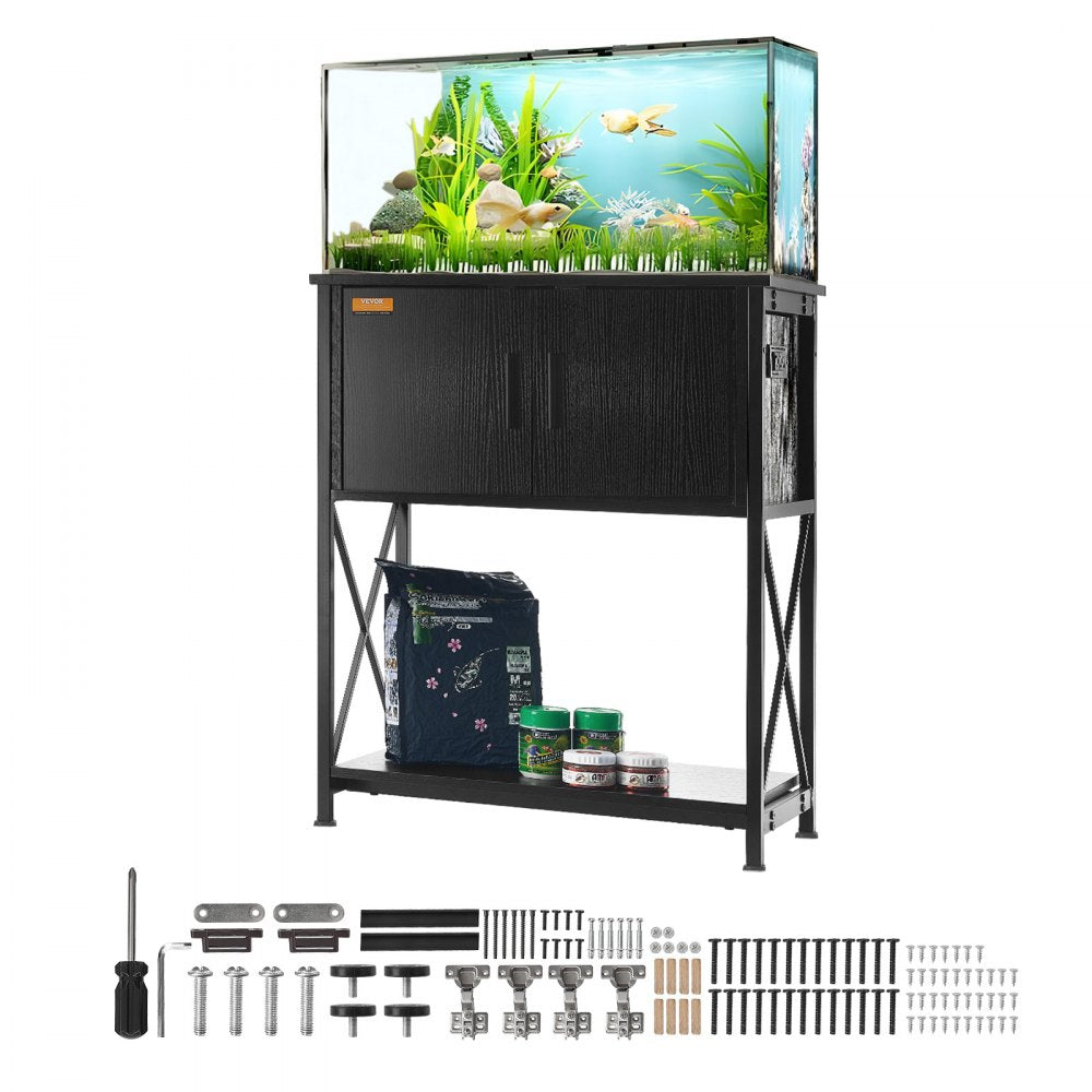 GSSU-FTS015 - VEVOR 20-Gallon Steel Aquarium Stand with 3-Tier Storage