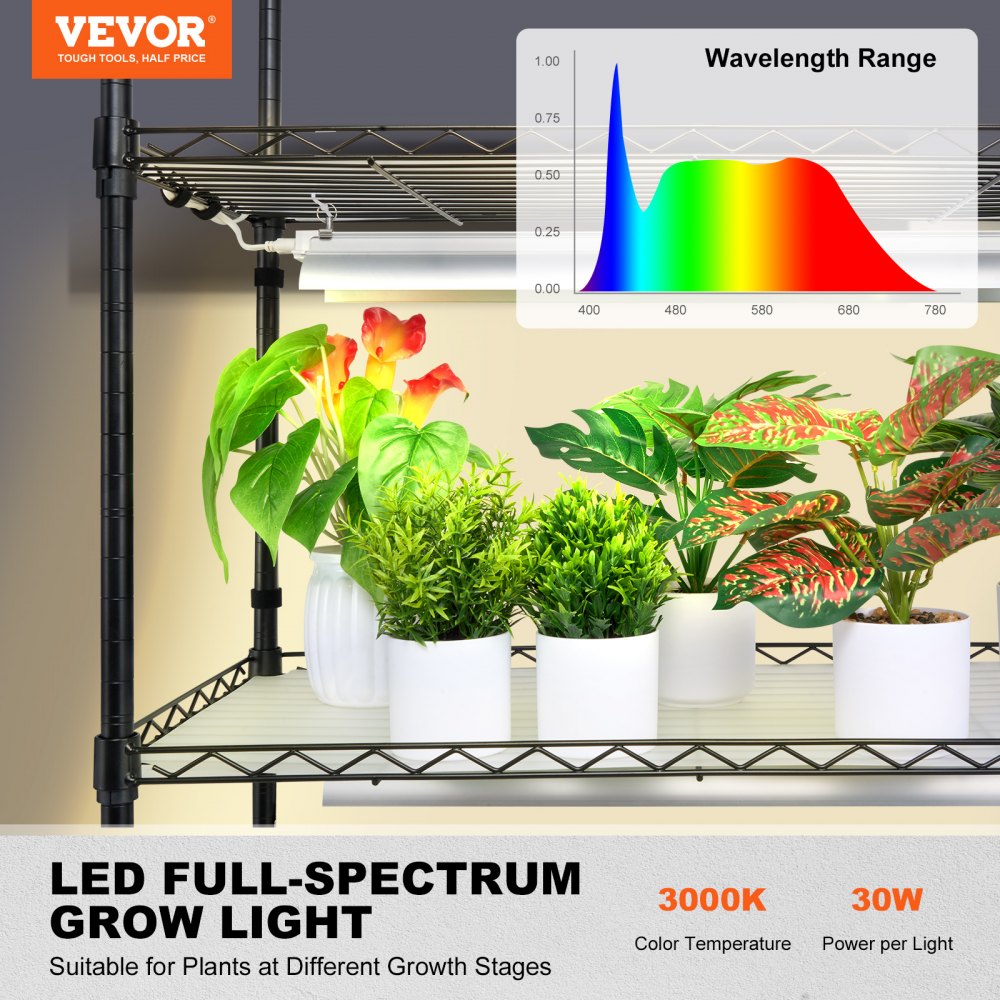 4C15090-T8DP09P6-US - 180W Steel Plant Stand with Adjustable Grow Light