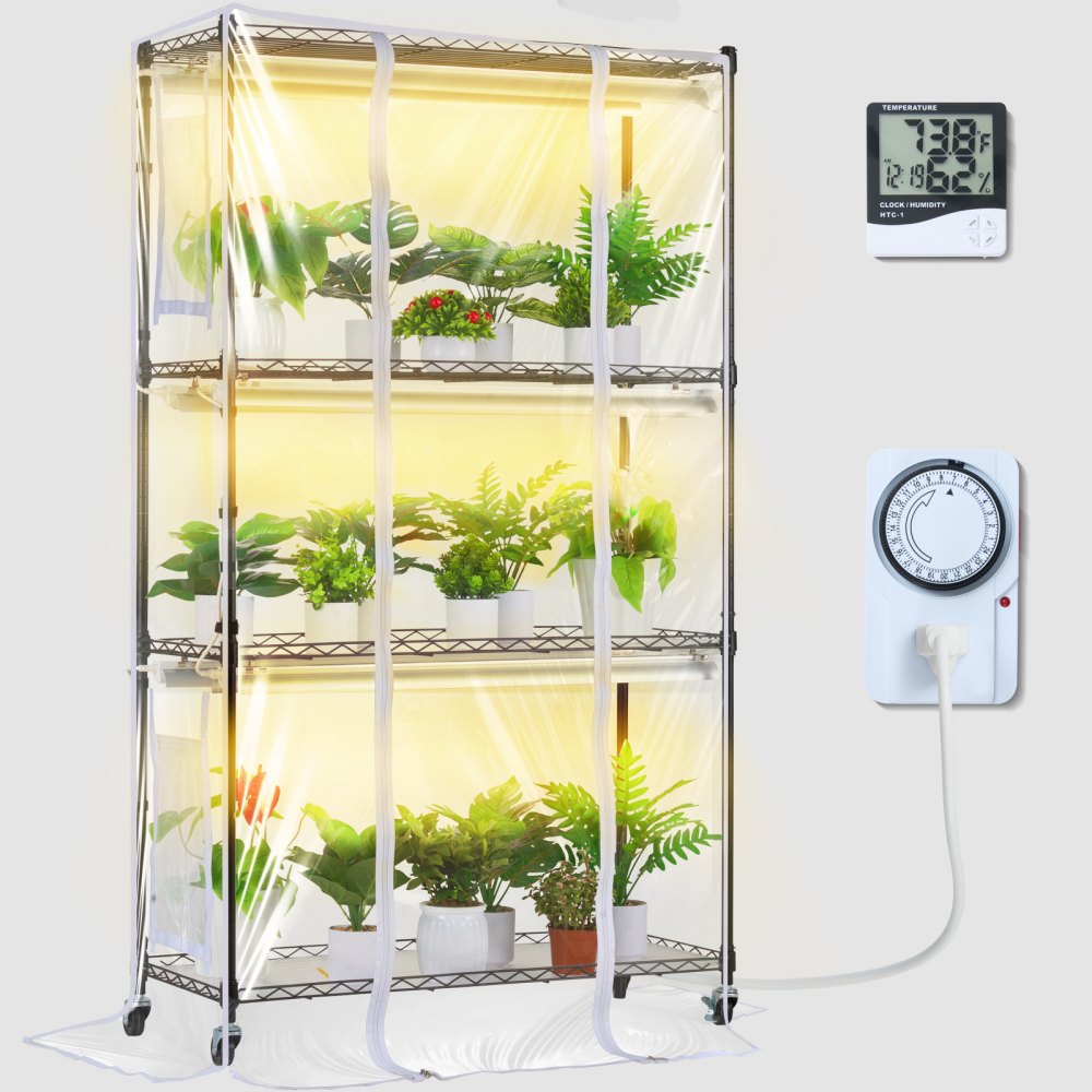 4C15090-T8DP09P6-US - 180W Metal Plant Stand with Grow Light & Timer