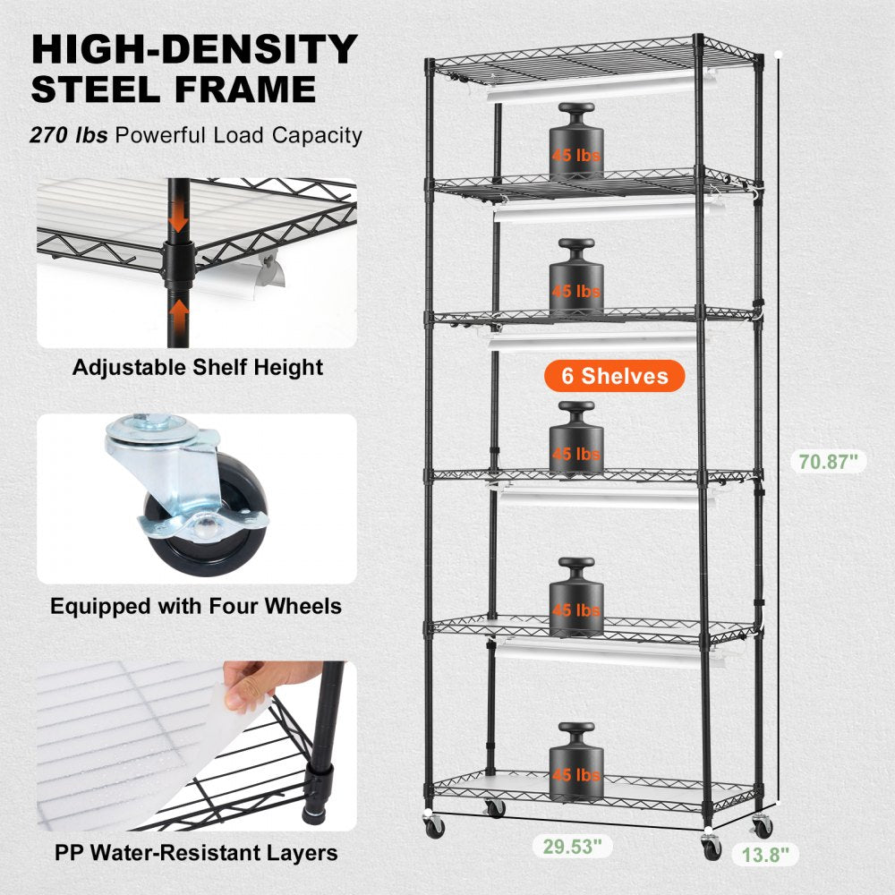 6C18075-T8DP06P8-US - 29.5"x13.8"x70.9" Steel Plant Stand with 192W LED Grow Light