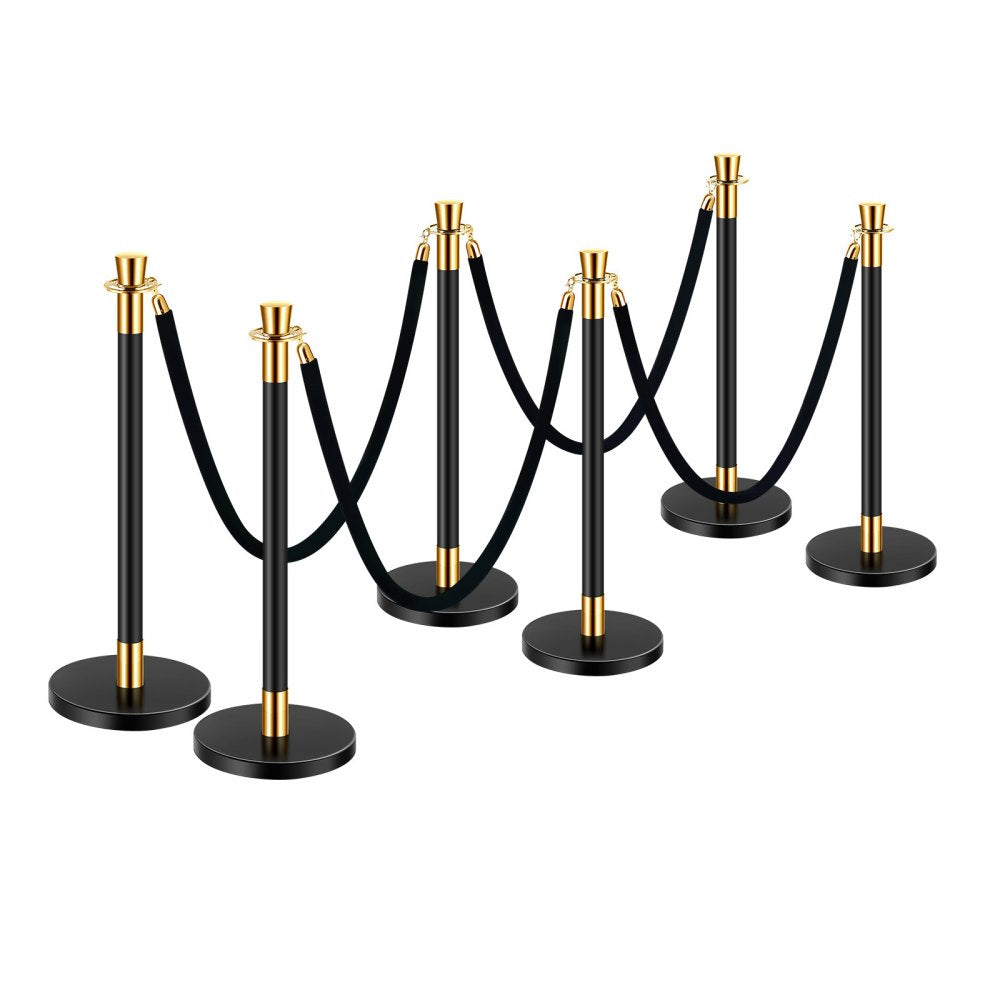 HJHGT320PDTCBLACK6-4 - Durable Stainless Steel Stanchions with Velvet Ropes, 4.92ft