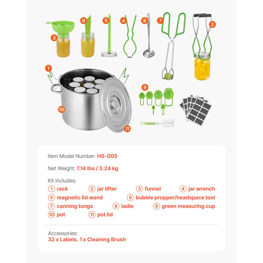 HS-005 - Essential 11-Piece Canning Kit for Home Cooking