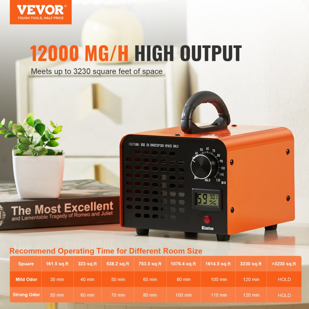 SS-Y01 - Compact Ozone Generator for Odor Elimination, 12000mg/h Output