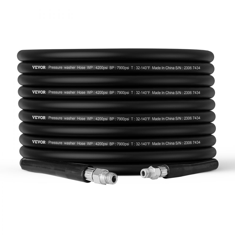 1/4" PE Hose-100ft-7 set - Durable 100ft Pressure Washer Hose with Kink Resistance