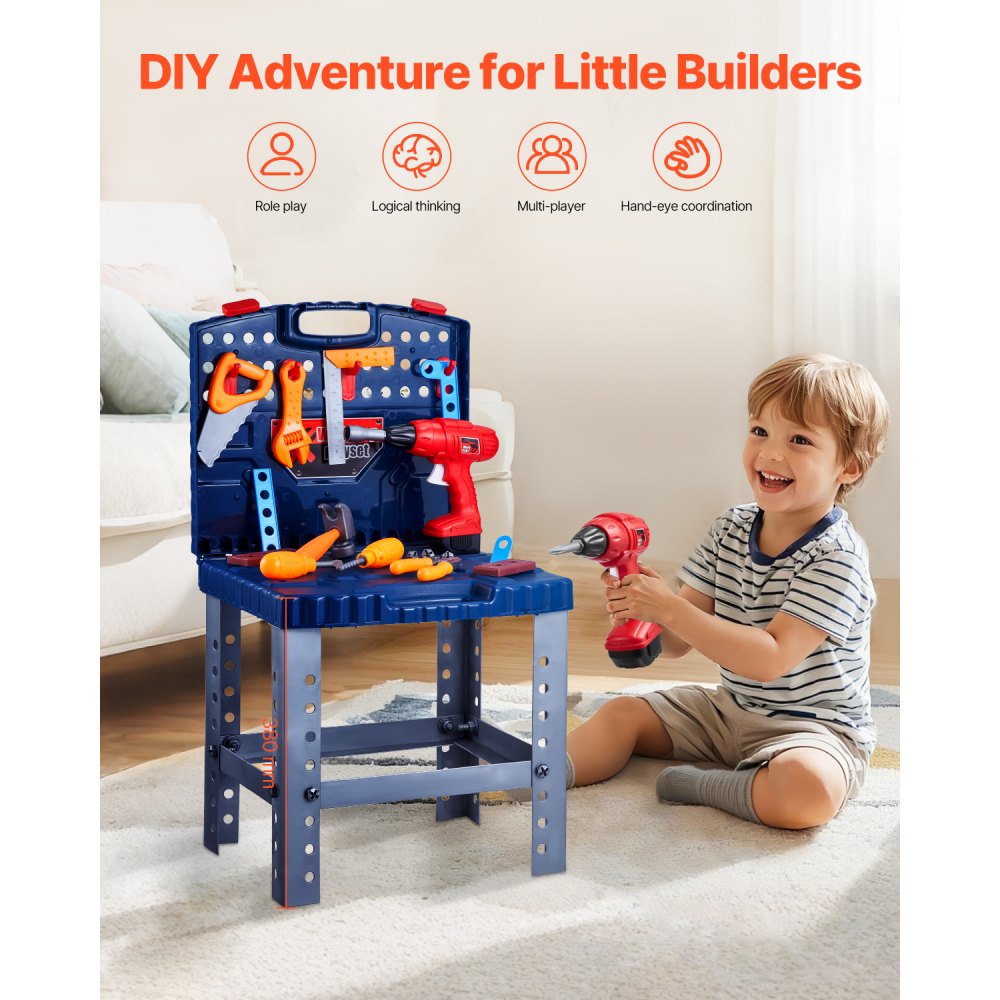 661-74 - 28.4" Kids Workbench with Realistic Tools & 56 Accessories