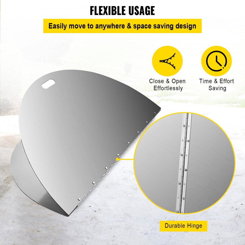 010690241516 - Durable 40" Stainless Steel Fire Pit Cover with Handle