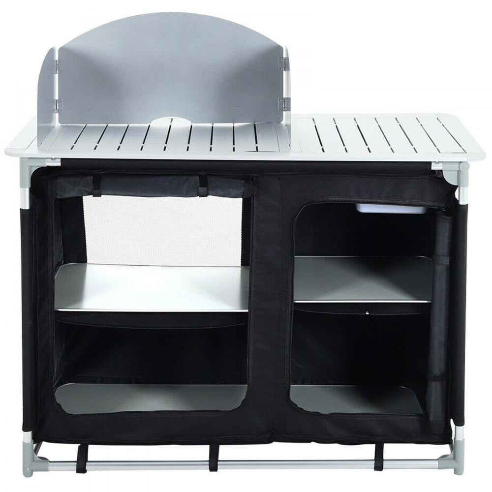 VV-HWTDCF48INB - Lightweight Aluminum Camping Kitchen Table with Windscreen