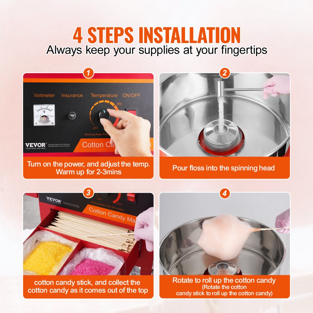 MHTJJPHC01 - High Efficiency Electric Cotton Candy Machine for Events