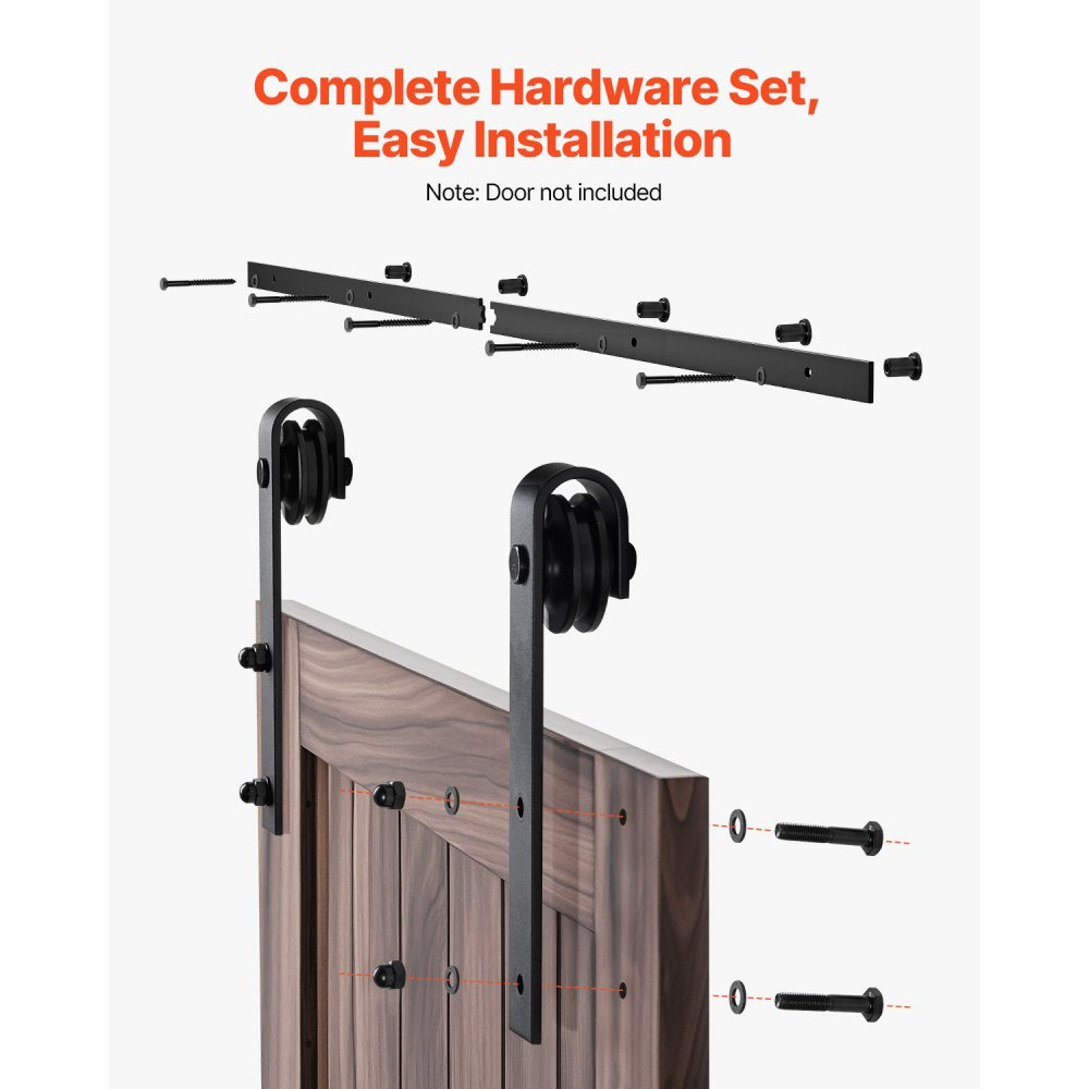 5FT-2D-5K-H - Heavy-Duty Sliding Barn Door Hardware Kit for Modern Spaces