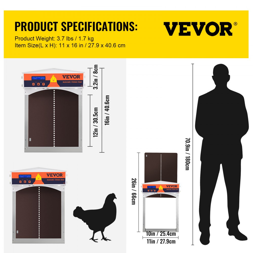 VV-XB - Durable Automatic Chicken Coop Door with Timer & Light Sensor