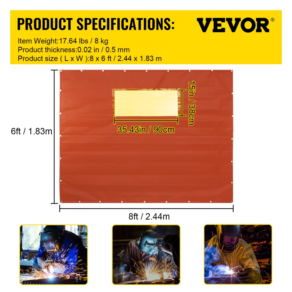 VV-WC-68R - 6' x 8' Flameproof Welding Curtain with Wheels