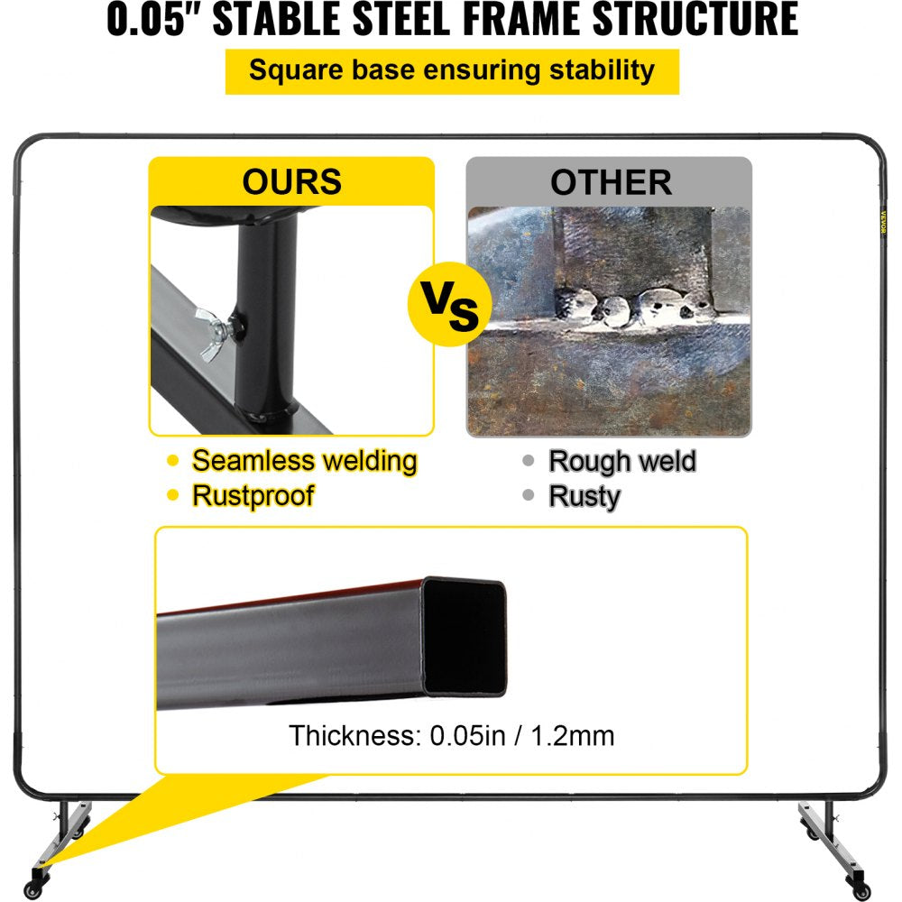 VV-WC-68Y - Durable 6'x8' Welding Curtain with Transparent Window