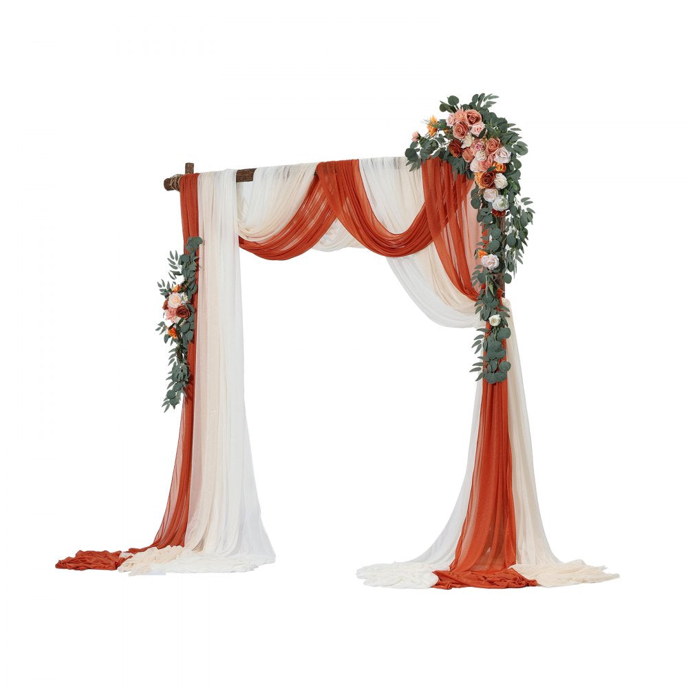 XH-HQ07 - Elegant 33ft Wedding Arch Kit with Silk Flowers & Drapes