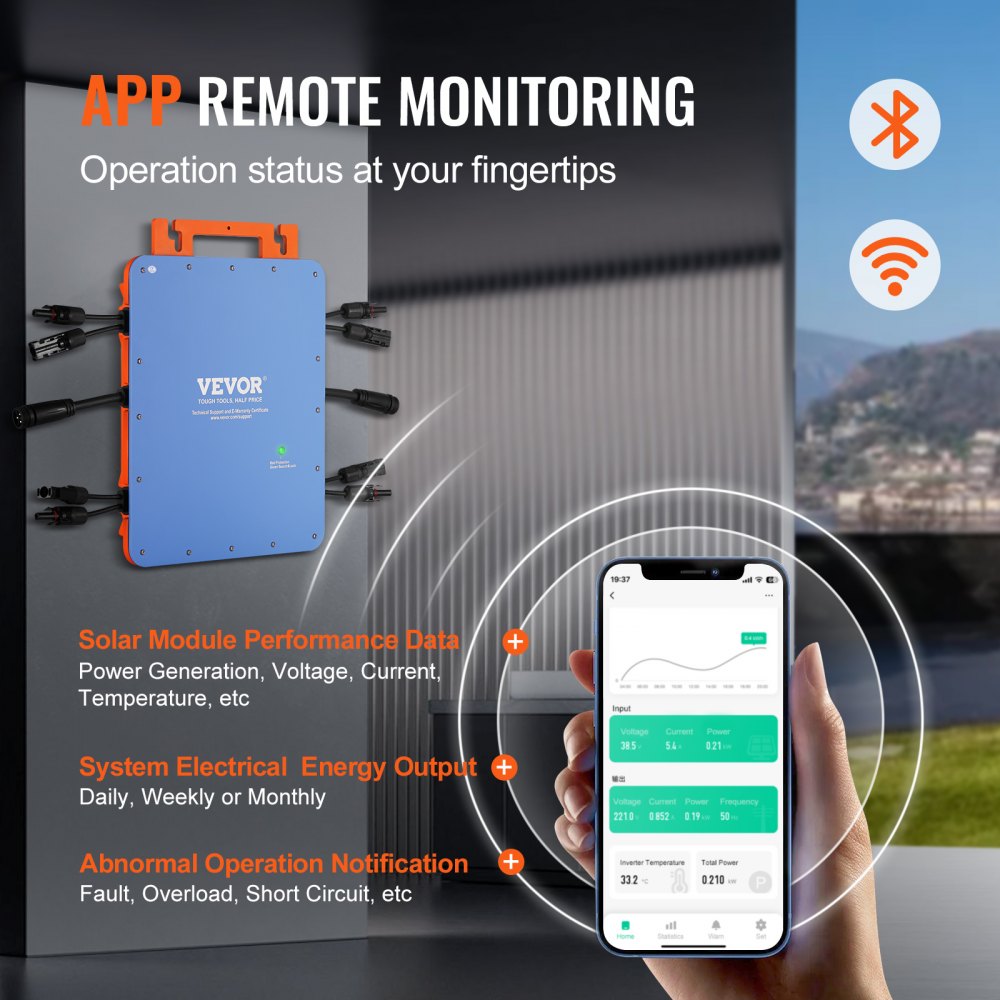 GT-1200 - 1200W Weather-Resistant Solar Inverter with App Monitoring