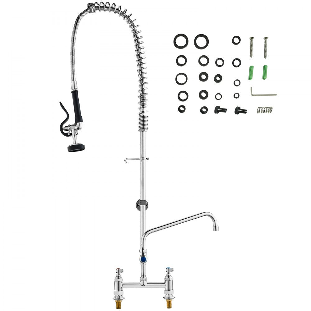 3804A-12-44 - 44" Brass Commercial Faucet with Pre-Rinse Sprayer for Heavy-Duty Cleaning