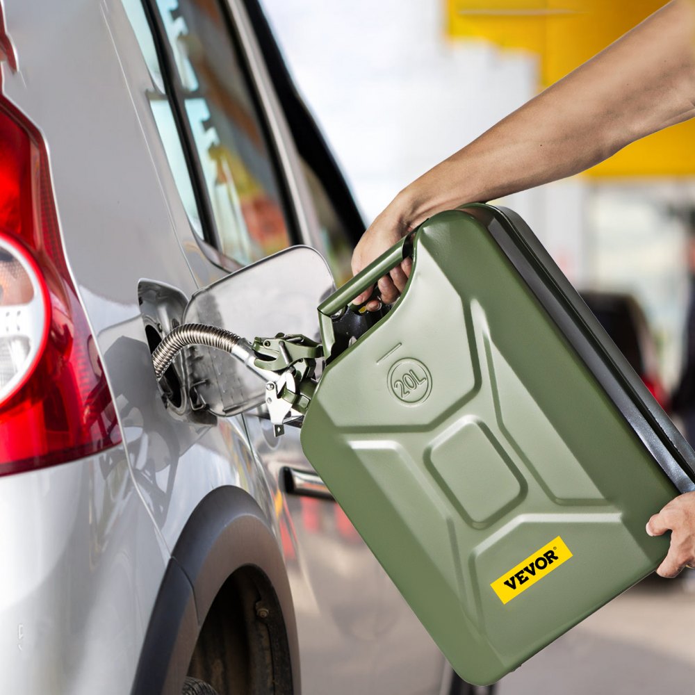 1X20LGREEN - Durable 5.3-Gallon Steel Jerry Can with Fast-Flow Spout
