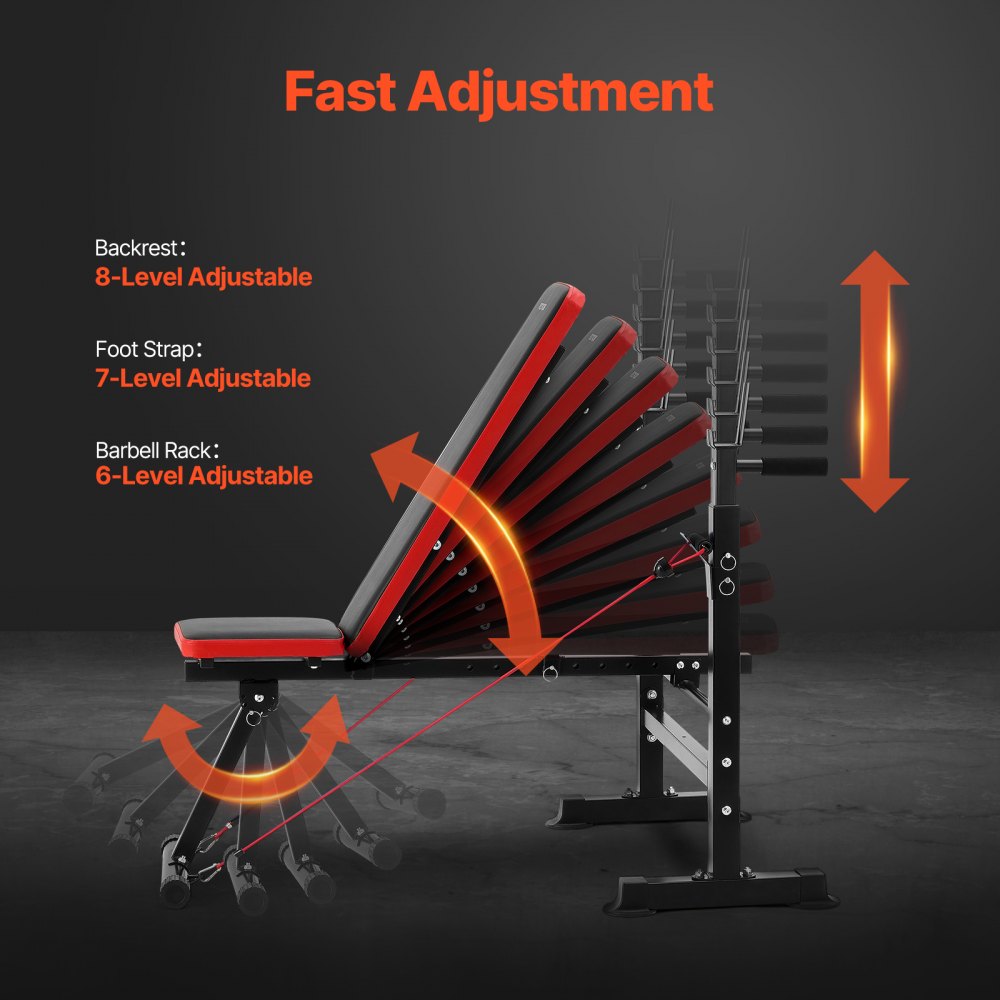 SJ7820 - Adjustable Foldable Weight Bench with Squat Rack & Pull-Up Handles