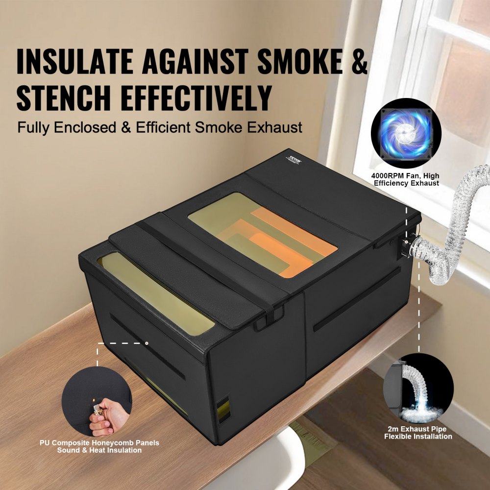 ZL-FHD-0027 - Dual-Window Laser Engraver Enclosure, 48" x 31.5" x 19.6"