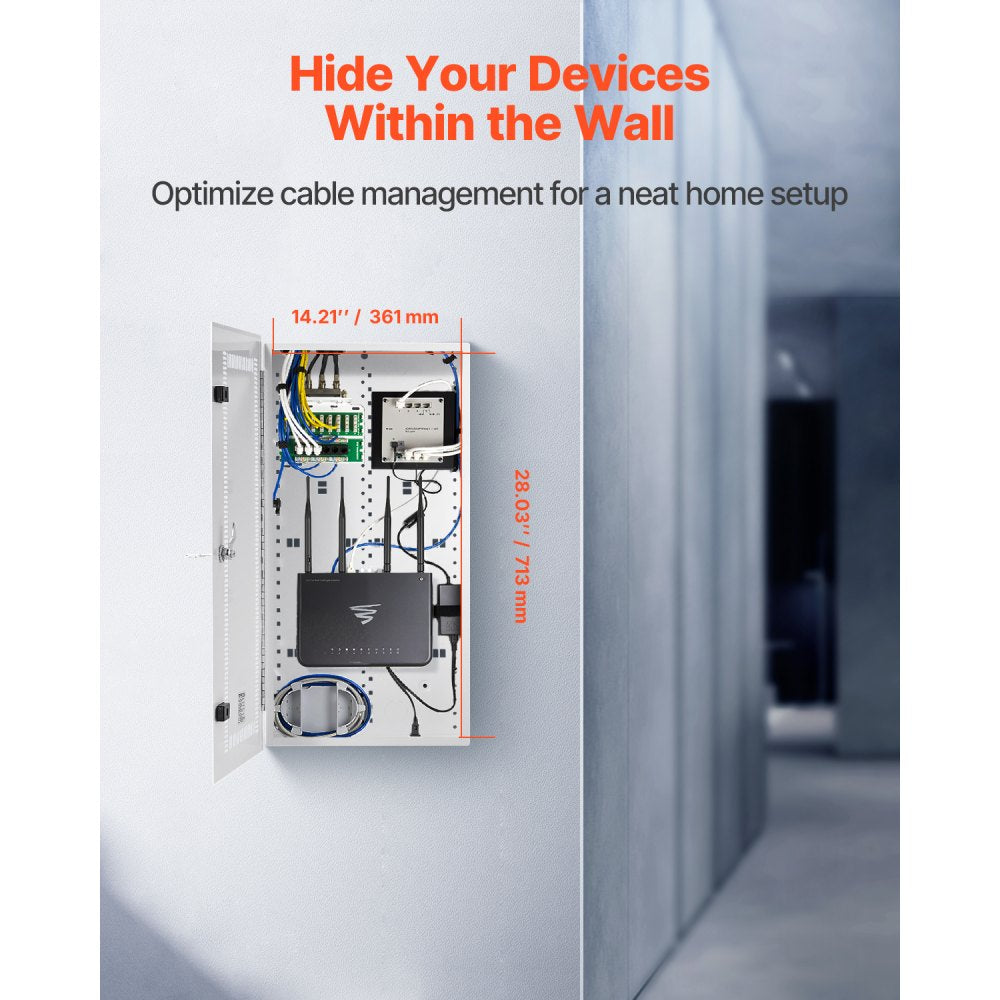 SPT713609-A - 28-Inch Steel Media Box with Cable Management & Locking Door