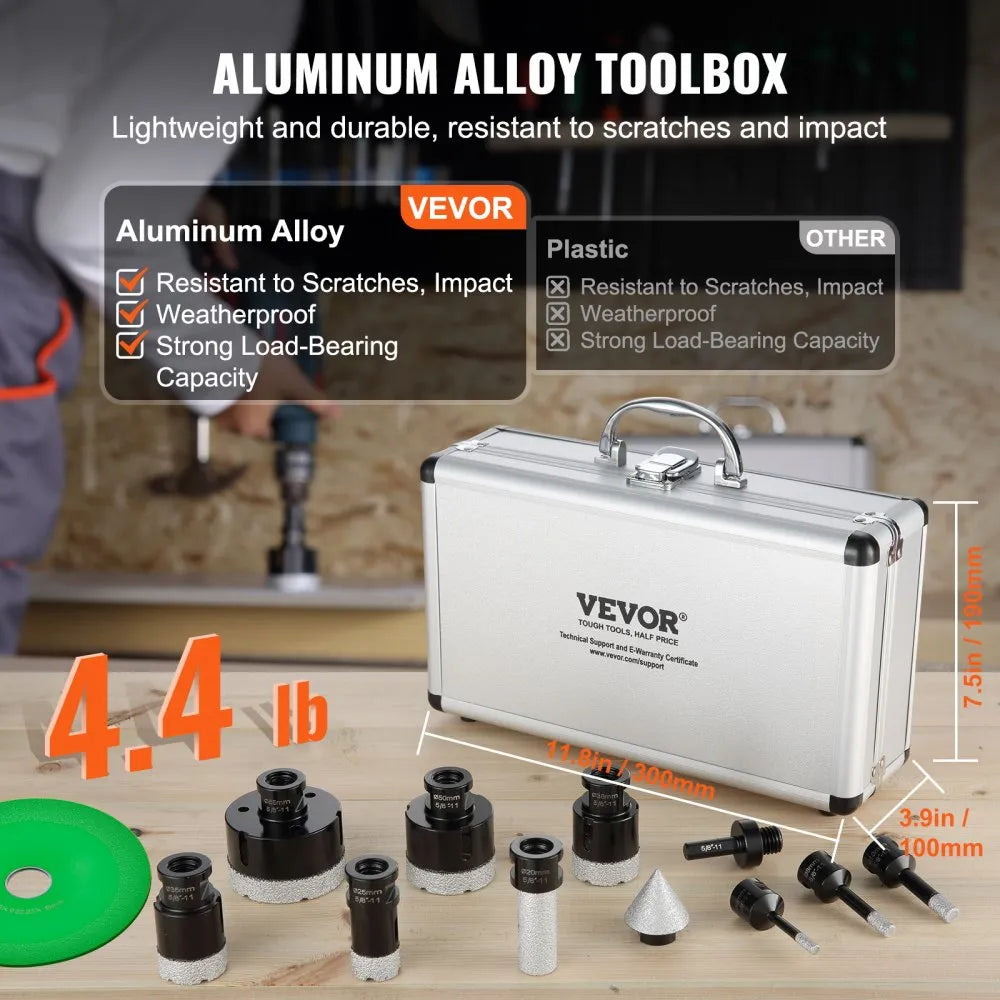 SSTZ-010 - 8-Piece Diamond Core Drill Bit Set for Smooth Precision Cuts