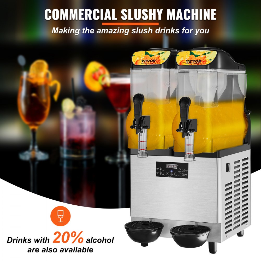 RLC12×2 - 640W Dual Bowl Slushy Machine, 24L Capacity for Parties