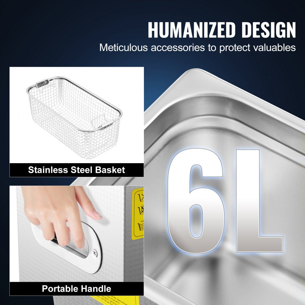 010973886268 - 6L VEVOR Ultrasonic Cleaner with Heater & Timer