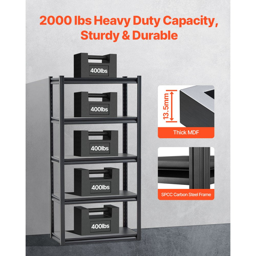 326QJTGOV0 - Heavy-Duty 5-Tier Shelving Unit 63" H with Adjustable Shelves