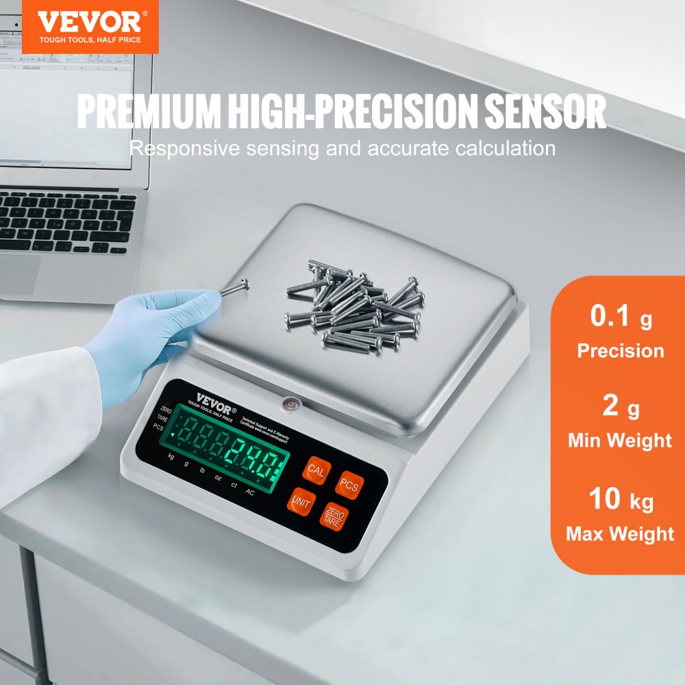 JCS-C - VEVOR 10kg Counting Scale with LED Display and Adjustable Footpads