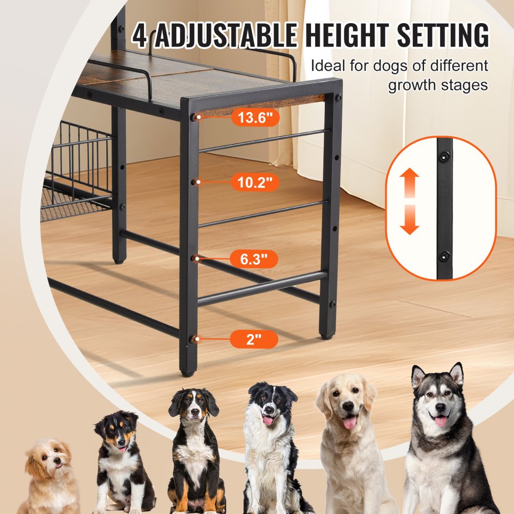 HYP2FS-03 - Adjustable Pet Feeding Station with Storage & Non-Slip Design