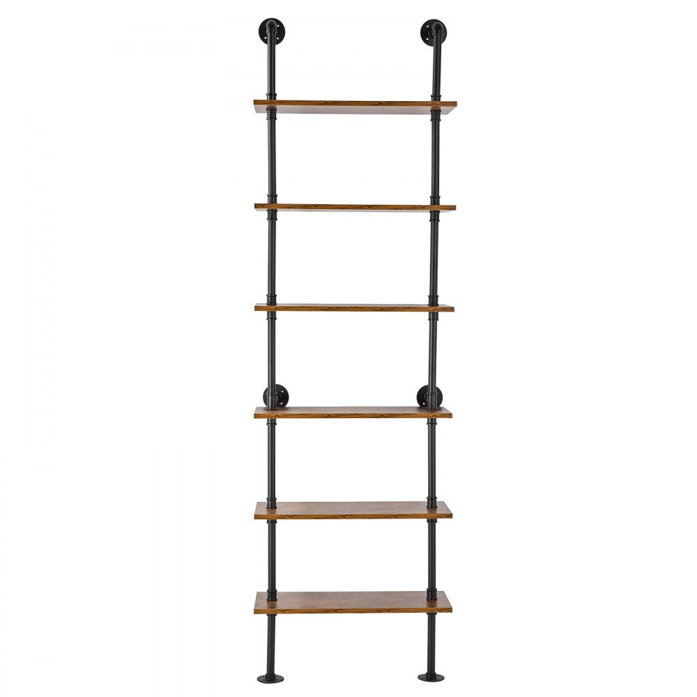 WPSR-XM014 - 6-Tier Wall-Mounted Pipe Shelf, 24"x9.84", Rust Resistant