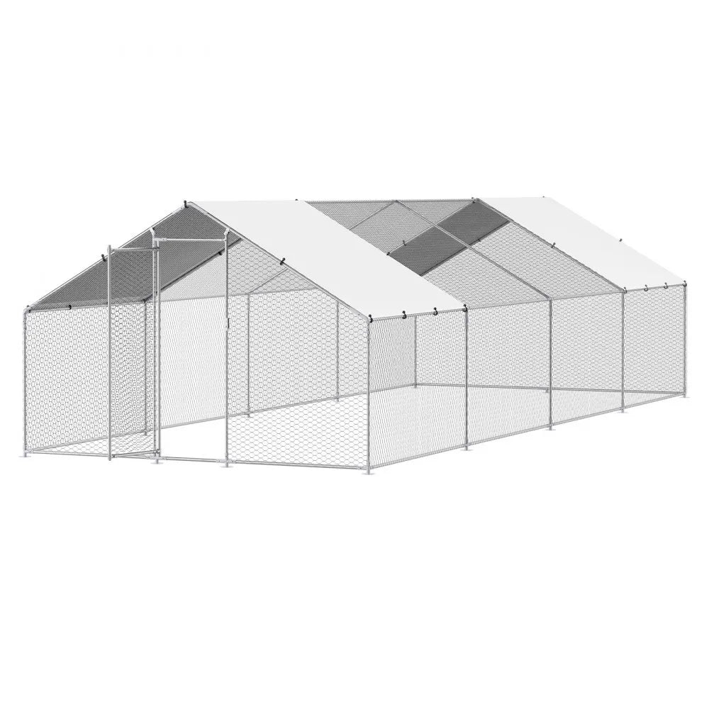 JD382 - 9.8x26.2 ft Galvanized Steel Chicken Coop with Hex Mesh