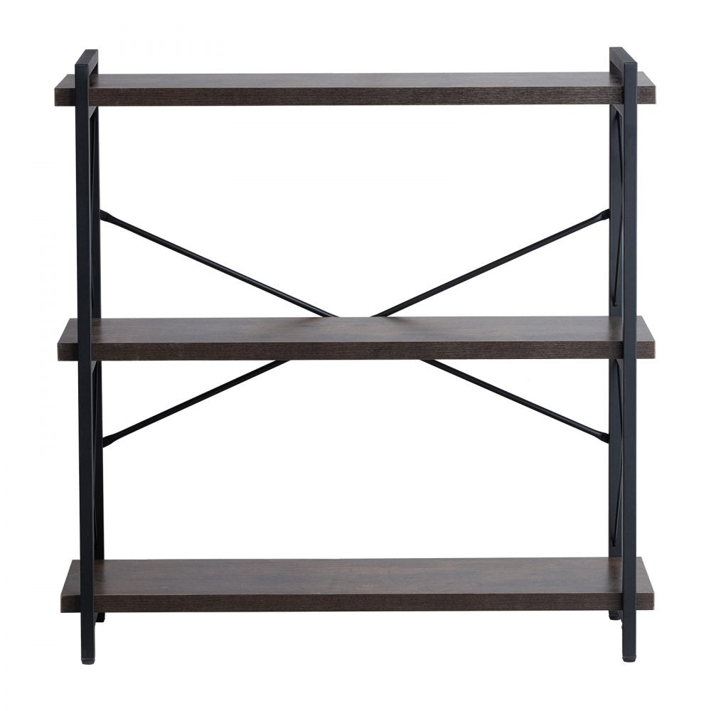 C240729W-02 - 3-Tier Industrial Metal Bookshelf for Versatile Storage