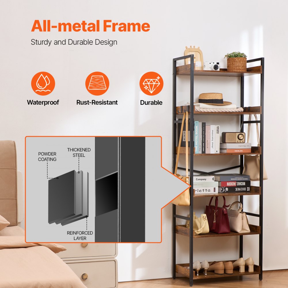 YJX-BS003 - Modern Multi-Tier Metal Bookshelf & Plant Stand