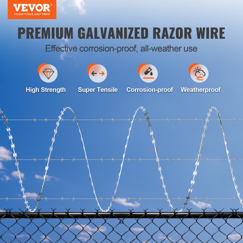 SD-SRBW17.5-BTO22 - 246ft Razor Barbed Wire with Sharp Blades & Gloves