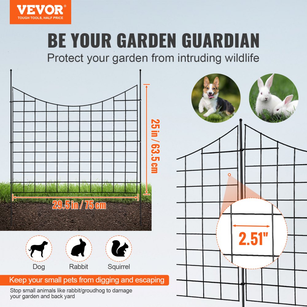 635x750-5 - 36.6in Metal Garden Fence for Pets and Plants