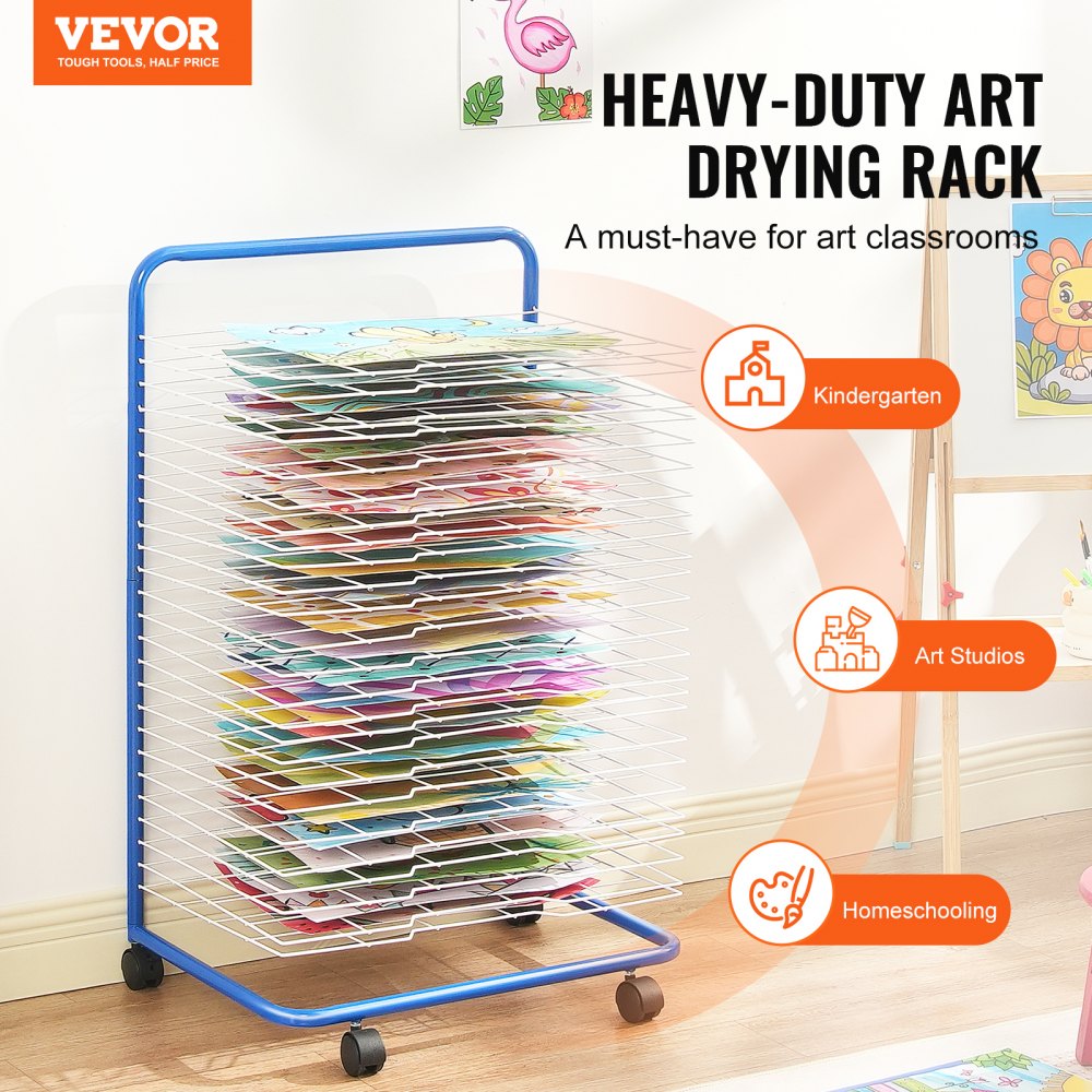 HS-LH3 - VEVOR Art Drying Rack with 25 Adjustable Shelves, All-Metal Design