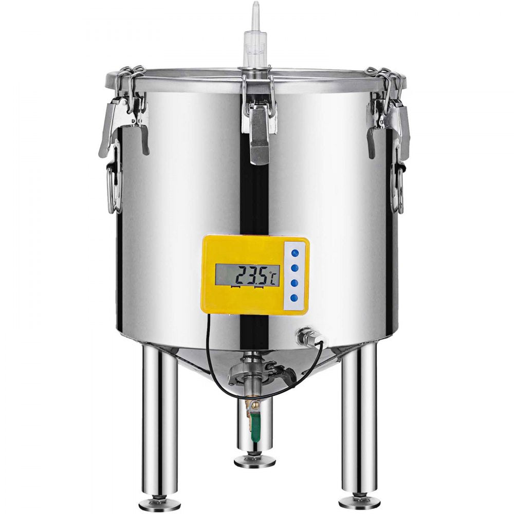 010126762078 - 14 Gallon Stainless Steel Fermenter with Thermometer and Conical Base