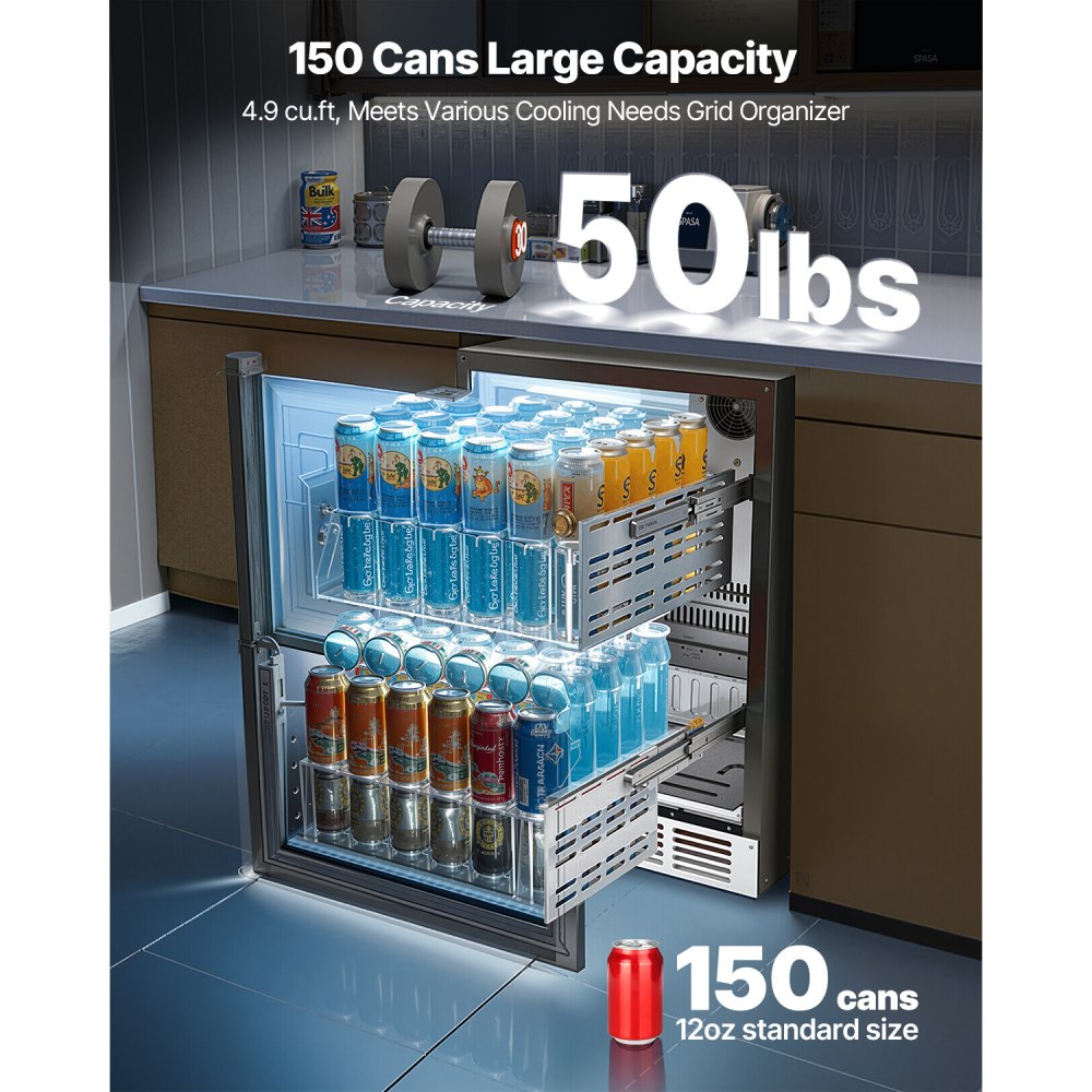 BC-145B/2T - 24" Dual Drawer Stainless Steel Refrigerator with 140L Capacity