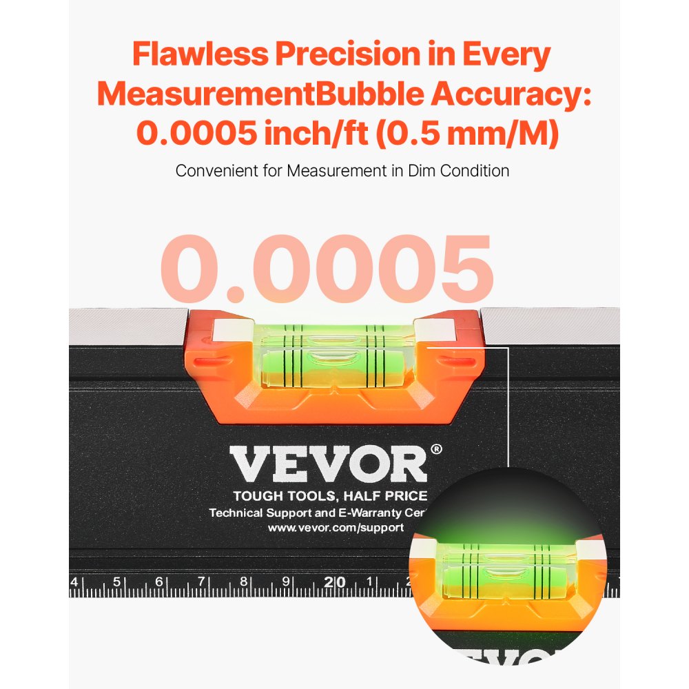 SP-C6 - VEVOR 6-Piece Durable Aluminum Level Set with Magnetic Design