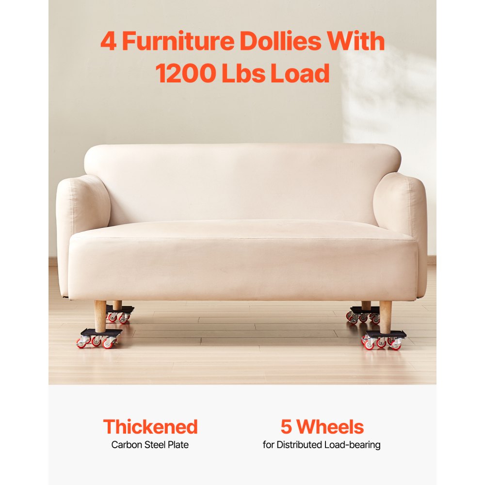 XY-7 - Heavy-Duty 1200 lbs Furniture Dolly with 5 Swivel Wheels