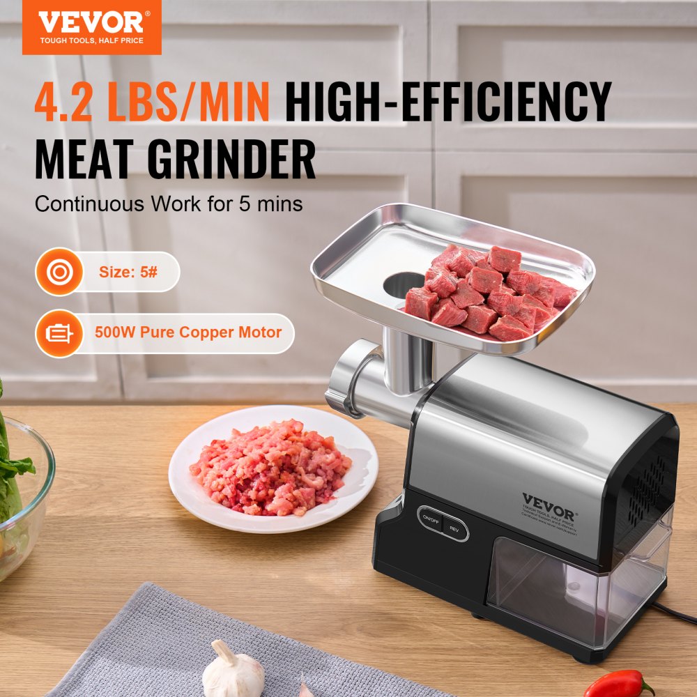 MG-6050R - 500W Electric Meat Grinder with SUS420 Blades, 4.2 lbs/min