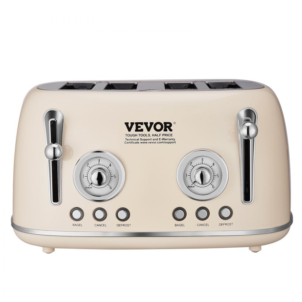 WT-8200T - 1650W Stainless Steel 4-Slice Toaster with 5 Browning Levels
