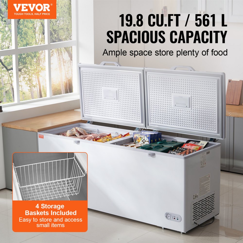 BD-600 - 19.8 Cu.ft VEVOR Chest Freezer with Lockable Split Doors