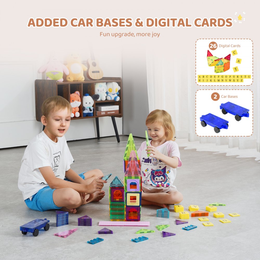 121CXJM3 - 121 PCS Building Magnetic Tiles with Bag & Cards