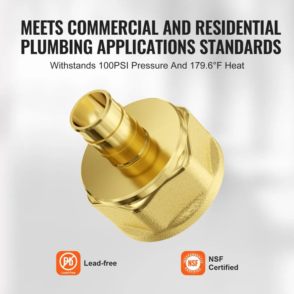 PF5c-S3/4x3/4F Ⅱ - Durable Brass 3/4" Pipe Fittings, 12PCS Set