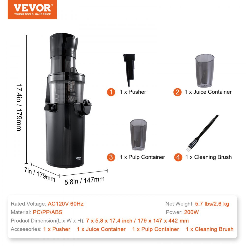 SJ-003 - Compact 7"x5.8"x17.4" VEVOR Juicer with 2.6" Feed Chute