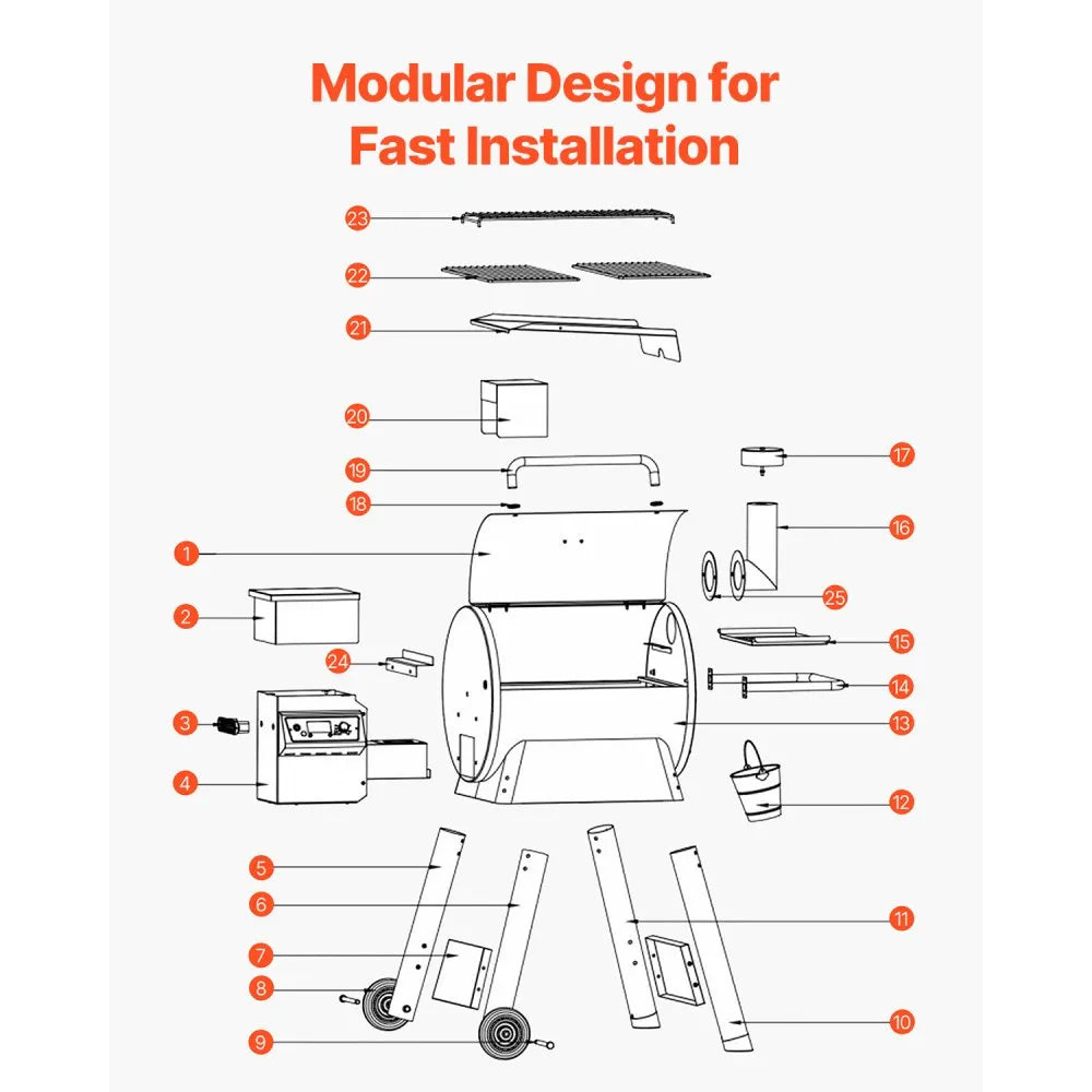 VA-575 - Durable Electric Wood Pellet Grill with 575 sq.in Cooking Area