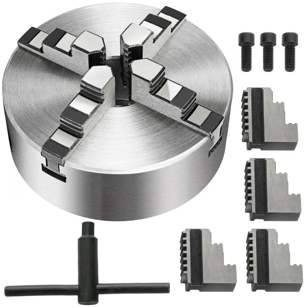 010147920367 - 6.3" VEVOR 4-Jaw Lathe Chuck in Hardened Steel